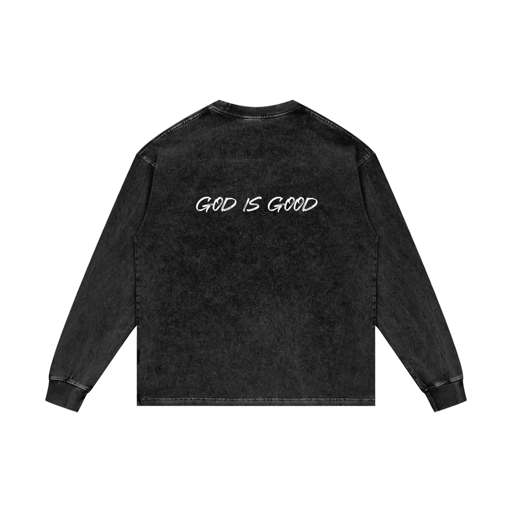 God is Good - Acid Wash Oversize Long Sleeve T-Shirt