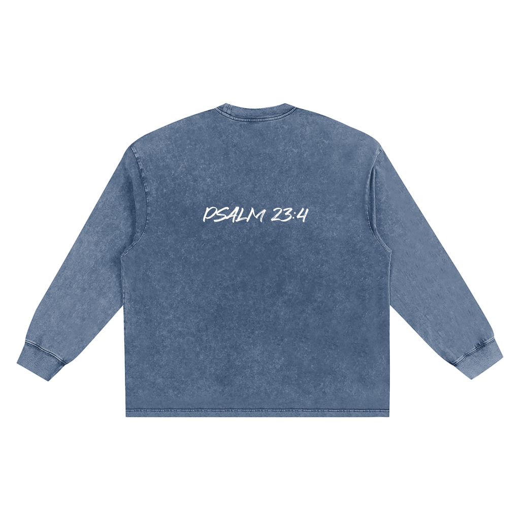 Psalm 23:4 - Snow Washed Frayed Edge T-Shirt
